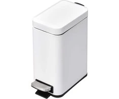 HOMCOM Šiukšliadėžė su pedalu, 5 l, su dangčiu ir pedalu, vidinė šiukšliadėžė, metalinė, balta, 29,2x14x32 cm, skirta svetainei, biurui