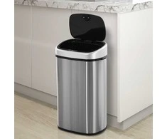 HOMCOM 58L šiukšliadėžė, automatinė su infraraudonųjų spindulių jutikliu, higieniška, didelė, nerūdijantis plienas, sidabrinė, I40,9xP28,9xA68 cm
