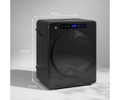 HOMCOM skalbinių džiovintuvas, 6 programos, 40–60 ℃, 4kg talpa, kompaktiškas, lietimui jautrus valdymas, juodas