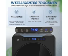 HOMCOM skalbyklės džiovyklė, 6 programos, 40-60℃, 4kg talpa, kompaktiška, jutiklinis valdymas, juoda