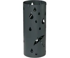 HOMCOM Skėčių stovas Skėčių stovas su 4 kabliukais ir nuimamu lašėjimo padėklu Skėčių laikiklis lazdoms ir skėčiams Plieninis Ø17 x 41 cm Tamsiai pilkas