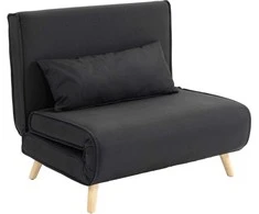Homcom Sofa-lova, 2-in-1 sofa su lovos funkcija, dekoratyvinės pagalvėlės, sulankstomas fotelis su reguliuojamu atlošu, lininės išvaizdos, iki 350 kg, juoda