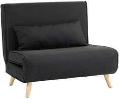 HOMCOM miegamasis fotelis, 2 viename išskleidžiama sofa su lovos funkcija, dekoratyvinė pagalvėlė, sulankstomas fotelis su reguliuojamu atlošu, lino išvaizda, poilsio fotelis iki 350 kg svetainei, juodas | Aosom