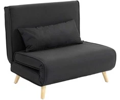 Homcom Sofa-lova, 2-in-1 sofa su lovos funkcija, dekoratyvinės pagalvėlės, sulankstomas fotelis su reguliuojamu atlošu, lininės išvaizdos, iki 350 kg, juoda