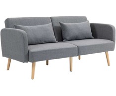 HOMCOM Sofa-lova, 2 vietų sulankstoma lova su lovos funkcija, 2 pagalvėlės, 3 vietų minkšta sofa su reguliuojamu atlošu, lininės išvaizdos, skirta svetainei, miegamajam, 170 x 83 x 80 cm, pilka