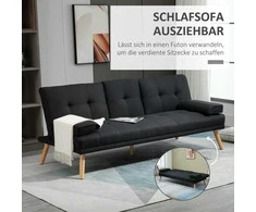 HOMCOM Sofa-lova, 3 vietų sofa-lova su atlenkiamu staliuku, puodelio laikiklis, lininės išvaizdos sofa-lova, skandinaviško dizaino, pakraunama iki 250 kg, skirta svetainei, pilka