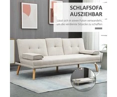 Homcom Sofa-lova, 3 vietų sofa su atlenkiamu staliuku iki 250 kg