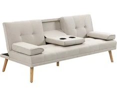 Homcom Sofa-lova, 3 vietų sofa su atlenkiamu staliuku iki 250 kg