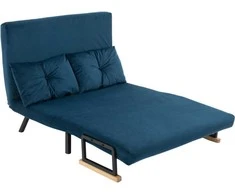 HOMCOM Sofa lova Atpalaiduojamasis fotelis Lovos funkcija Išskleidžiama sofa Aksominės pagalvėlės Reguliuojamas atlošas Mėlyna 102x73x81cm