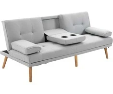 HOMCOM Sofa lova Patogi sofa lova, 3 sėdimos vietos, sofa lova, patalynė, šviesiai pilka, 181x77x72cm