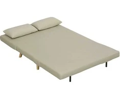 HOMCOM Sofa lova Sofa su miegamąja funkcija 130 X 78 cm Sofa su juosmens pagalvėle, aksomo išvaizdos, reguliuojamas atlošas, skirta svetainei, miegamajam, smėlio spalvos
