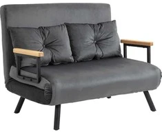 Homcom Sofa lova su aksominėmis atlošo pagalvėlėmis - Tamsiai pilka 102 x 73 x 81 cm