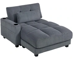 HOMCOM Sofa-lova su pagalvėmis, putoplastas, transformuojama į lovą, puodelio laikiklis, pilkas