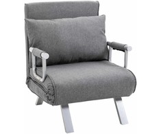 Fotelis HOMCOM Sofa-lova su porankiu 65x69x80 cm, "3-in-1" sofa-lova, lova svečiams, šezlongas, į liną panašus poliesteris, pilka
