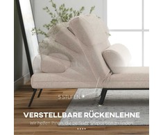 HOMCOM Sofa-lova, sulankstomas fotelis su lovos funkcija, atlošo pagalvėle, sulankstomas lininės išvaizdos atlošas, reguliuojamas atlošas, galima pakrauti iki 150 kg, skirtas svetainei, smėlio spalvos