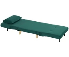 HOMCOM Sofa-lova, sulankstomas fotelis su lovos funkcija, dekoratyvinės pagalvėlės, sulankstomas minkštasuolis su reguliuojamu atlošu, aksomo išvaizdos, skirtas svetainei, tamsiai žalias