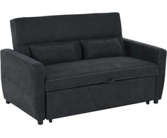 HOMCOM sofa lova, sulankstoma sofa, 2 vietų medžiaginė sofa, sofa-lova, sofa su miegojimo funkcija, sofų komplektas, reguliuojamas kampas, juoda, 148 x 82 x 89 cm