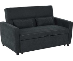 HOMCOM sofa lova, sulankstoma sofa, 2 vietų medžiaginė sofa, sofa-lova, sofa su miegojimo funkcija, sofų komplektas, reguliuojamas kampas, juoda, 148 x 82 x 89 cm
