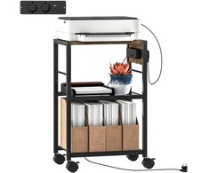 HOMCOM spausdintuvo stovas ant ratukų su elektros lizdais, USB ir USB-C jungtimis iki 40 kg, kaimiškas rudas