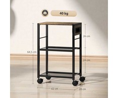 HOMCOM spausdintuvo stovas ant ratukų su elektros lizdais, USB ir USB-C jungtimis iki 40 kg, kaimiškas rudas