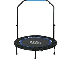 Homcom SPORTNOW 102 cm fitneso batutas, sulankstomas mini batutas su 4 kryptimis reguliuojamo aukščio rankena, LCD monitorius, fitneso šokdynė suaugusiems, vaikams, iki 100 kg