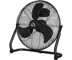 "HOMCOM" stalinis ventiliatorius Elektrinis ventiliatorius su 4 greičio nustatymais, 120° reguliuojamu kampu, skirtas namams, biurui, miegamajam, juodas