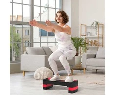 "HOMCOM step board" aerobikos treniruoklis, reguliuojamo aukščio su 3 lygiais (10/15/20 cm) fitneso treniruoklis, skirtas patalpoms lauke, kurio keliamoji galia iki 150 kg, raudonas