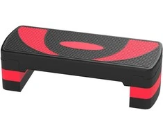 "HOMCOM step board" aerobikos treniruoklis, reguliuojamo aukščio su 3 lygiais (10/15/20 cm) fitneso treniruoklis, skirtas patalpoms lauke, kurio keliamoji galia iki 150 kg, raudonas