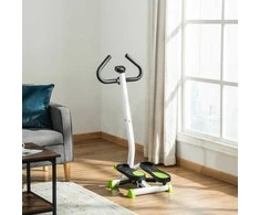 HOMCOM Stepper Fitness Swing Stepper su LCD ekranu ir rankena Namų treniruoklis iki 100 kg Plieninis ABS žalias 55 x 44 x 108 cm