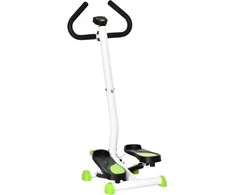 HOMCOM Stepper Fitness Swing Stepper su LCD ekranu ir rankena Namų treniruoklis iki 100 kg Plieninis ABS žalias 55 x 44 x 108 cm