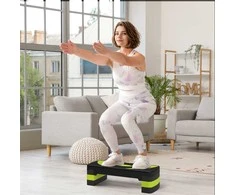 HOMCOM Stepping board aerobikos steperis reguliuojamo aukščio su 3 lygiais (10/15/20 cm) Fitneso treniruoklis, skirtas patalpoms lauke, kurio keliamoji galia iki 150 kg Žalias