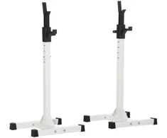 "HOMCOM" Stovas štangoms, 2 vnt., stovas štangoms, reguliuojamo aukščio stovas štangoms, štangos su guminėmis kojelėmis, 105-160 cm, jėgos treniruotėms, iki 150 kg