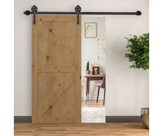 "HOMCOM" Stumdomų durų furnitūros komplektas 183 cm komplektas su bėgeliais, ritinėliais, bėgių ribotuvu, grindų bloku, durų varžtų rinkiniu, stumdomų durų sistema iš anglinio plieno Tamsiai ruda
