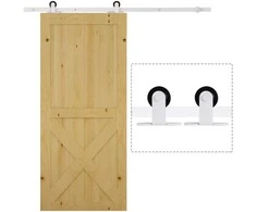 "HOMCOM" Stumdomų durų furnitūros rinkinys 183 cm, komplektas su bėgeliais, ritinėliais, bėgių ribotuvu, grindų blokeliu, durų varžtų rinkiniu, stumdomų durų sistema, pagaminta iš anglinio plieno Balta