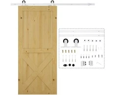 "HOMCOM" Stumdomų durų furnitūros rinkinys 183 cm, komplektas su bėgeliais, ritinėliais, bėgių ribotuvu, grindų blokeliu, durų varžtų rinkiniu, stumdomų durų sistema, pagaminta iš anglinio plieno Balta