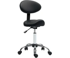HOMCOM Sukamasis taburetė su atlošu, reguliuojamas aukštis 83-98 cm, darbinis taburetė 360° pasukama biurui, salonui