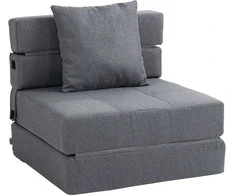 Homcom Sulankstomas fotelis, "2-in-1" su lovos funkcija 100 kg, tamsiai pilka