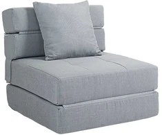 HOMCOM sulankstomas krėslas-lova, 2-in-1 sulankstomas fotelis su lovos funkcija, poilsio kėdė su pagalve, svečių lova svetainei, miegamajam, iki 100 kg apkrova, šviesiai pilka