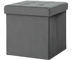 HOMCOM sulankstomas pufas su saugojimo vieta, daiktadėžė, putplastis, MDF, pilka