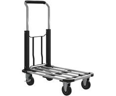 HOMCOM Sulankstomas rankinis vežimėlis, 150 kg keliamoji galia, praplečiama platforma, reguliuojamo aukščio rankena, dėžėms, metalas, juodas