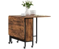 HOMCOM Sulankstomas valgomojo stalas Virtuvės stalas 6 asmenims su atvira lentyna Mobilus sulankstomas stalas Valgomojo stalas mažiems kambariams, valgomajam, virtuvei 130 x 80 x 74 cm Rustic-rudas
