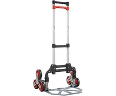 HOMCOM Sulankstomas vežimėlis laiptams lipti, 6 ratų sistema, atlaiko 70 kg, aliuminio, raudonas