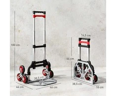 HOMCOM Sulankstomas vežimėlis laiptams lipti, 6 ratų sistema, atlaiko 70 kg, aliuminio, raudonas