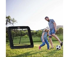 HOMCOM Sulankstomi futbolo vartai Futbolo atšokimo sienelė, tinklelis įvairioms sporto šakoms, 5 pakopų reguliuojamas, 128x118x108-120cm