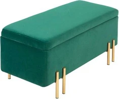 HOMCOM Suolas, minkštas suolas su daiktadėže, komoda, audinys, metalas, kaučiukmedis, putplastis, žalias, 100 x 40 x 42 cm