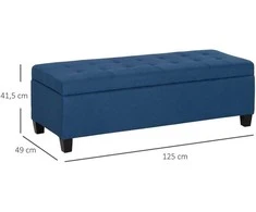 HOMCOM suolas su laikymo, osmanų, prieškambario suolas, sagomis siuvinėtas, 125,1 cm x 48,9 cm x 41,3 cm, mėlynas