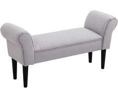 HOMCOM Suoliukas miegamojo lovos suoliukui, pilkos spalvos minkštas suoliukas, MDF ir putplastis, 102x31x51cm