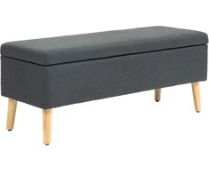 HOMCOM Suoliukas Minkštas suoliukas su daiktadėže Lovos suoliukas su linine išvaizda prieškambario miegamasis Svetainė Gumos mediena Tamsiai pilka 110 x 39 x 45 cm