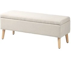 HOMCOM Suoliukas Minkštas suoliukas su daiktadėže Lovos suoliukas su linine išvaizda prieškambario miegamajame Svetainė Ruberoidas Smėlio spalvos 110 x 39 x 45 cm