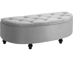 "HOMCOM" suoliukas Sandėliavimo taburetė Sandėliavimo dėžutė Kojinė Velvet-Touch Rubberwood Pilkas Miegamasis